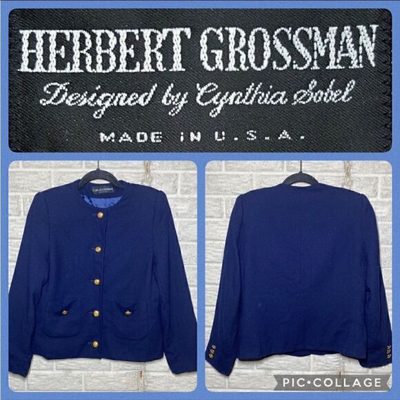 ⭐️Herbert Grossman Navy blue Jacket Women's Size Large - Picture 1 of 7